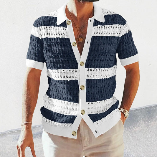 Edward - Knitted Striped Shirt - Casual - Lightweight - Ideal for Summer