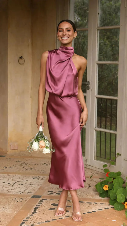 Women's Luxurious Ankle-Length Silk Party Dress  | Ideal for Summer