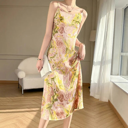 Women's Summe Elegant Thin Strap Long Dress | Ideal for Summer