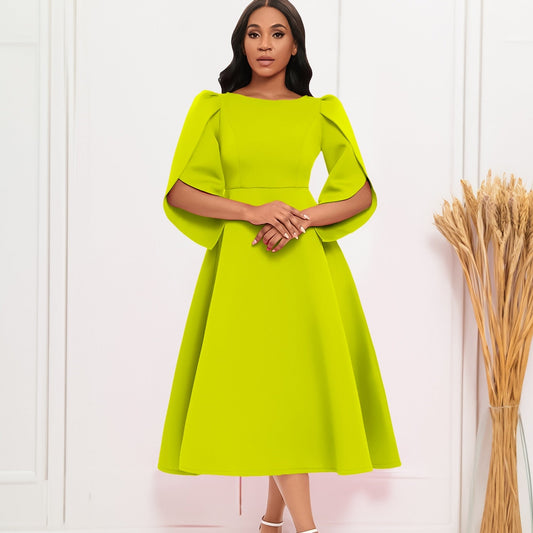 Women's Stylish Green Elegant A-Line Dress