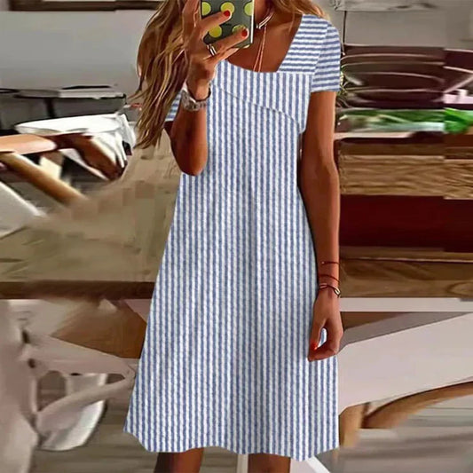 Women's Classic Asymmetrical Striped Dress | Ideal for Summer