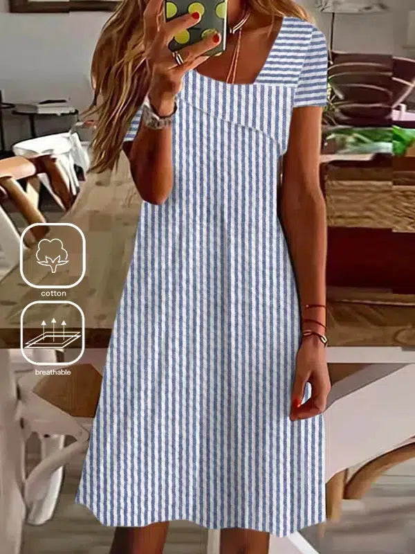 Women's Classic Asymmetrical Striped Dress | Ideal for Summer