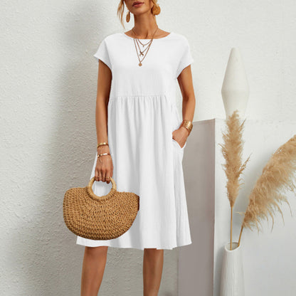 Women's Stylish Minimalist Summer Dress in Solid Colour | Ideal for Summer