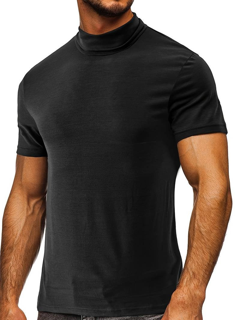 Men's Classic Fit Plain Turtleneck T-shirt | Ideal for Summer