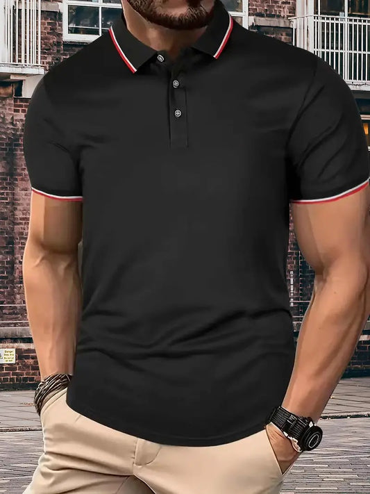 Men's Trendy Short-Sleeved Lapel Shirt with Buttons and Collar | Ideal for Summer