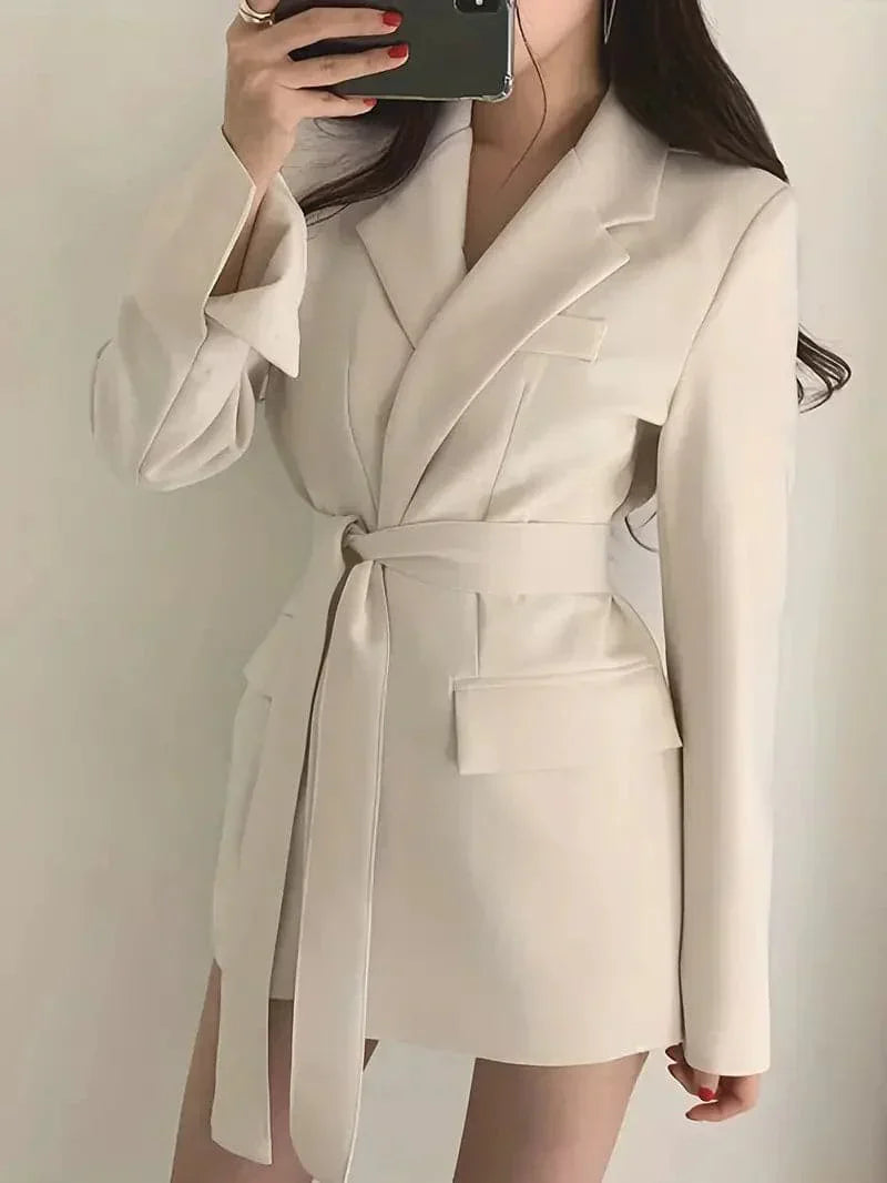 Women's Elegant Solid Colour Blazer Dress