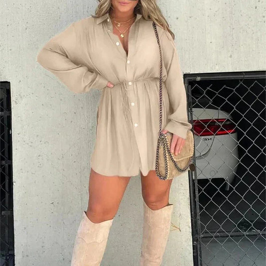 Camille - Long Sleeve Romper Dress - Casual - Lightweight - Ideal for Spring and Summer