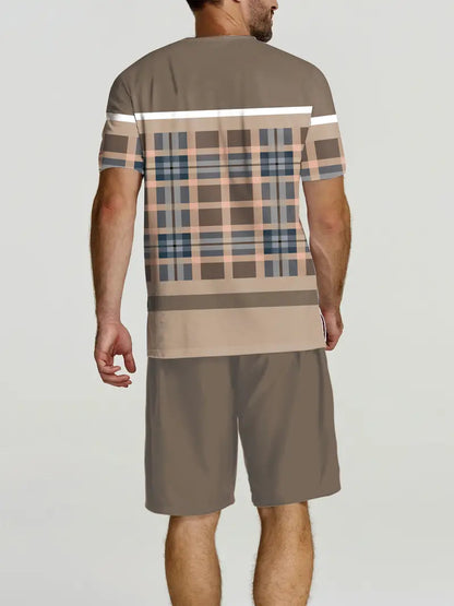 Men's Checked T-shirt With Drawstring Short Set | Ideal for Summer