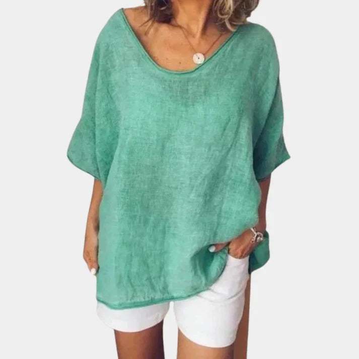 Women's Oversized V-neck Plain T-shirt | Ideal for Spring/Summer