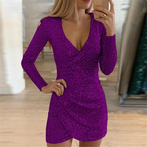 Women's Glitter Wrap Mini Party Dress