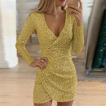 Women's Glitter Wrap Mini Party Dress